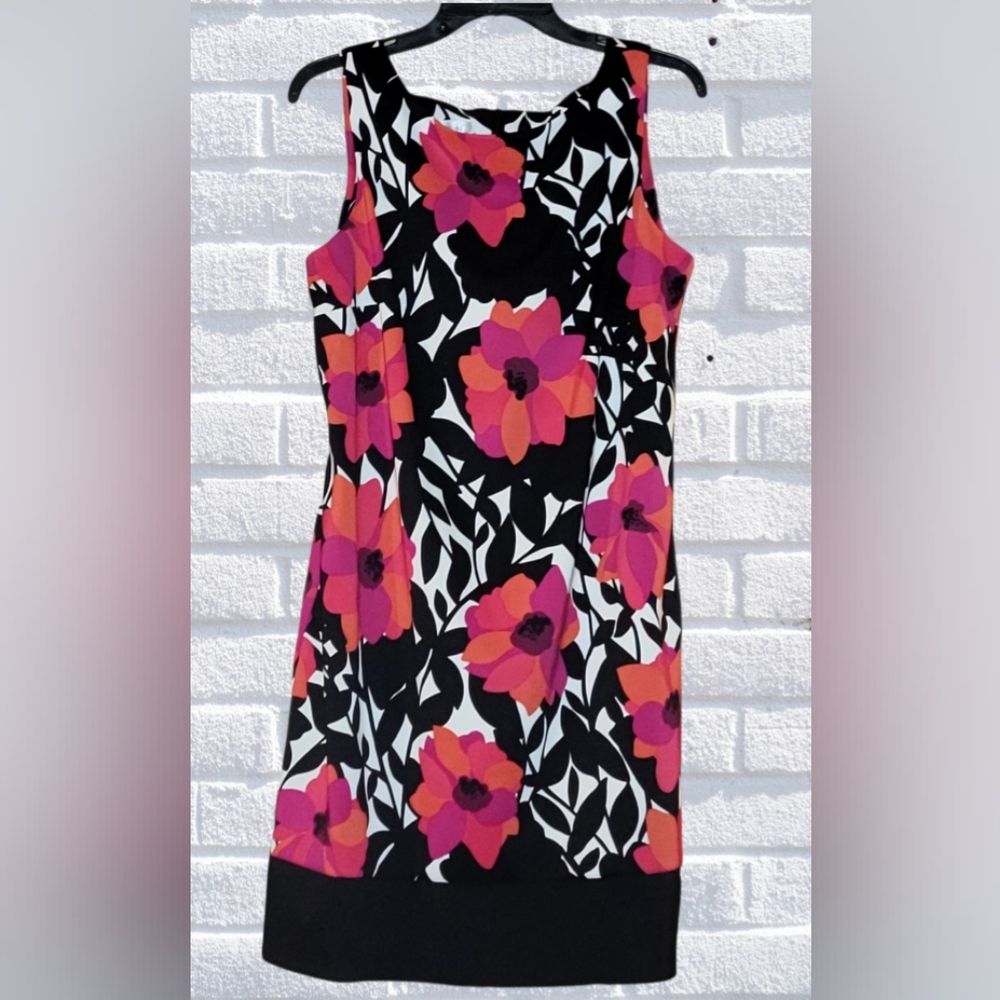 Dressbarn Floral Sleeveless Dress Black Pink